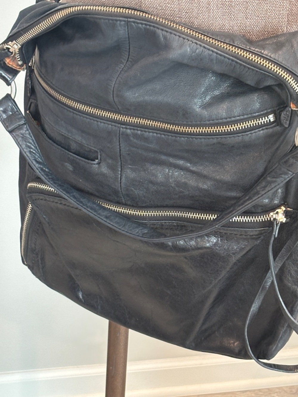 Hobo Black Leather Crossbody Bag